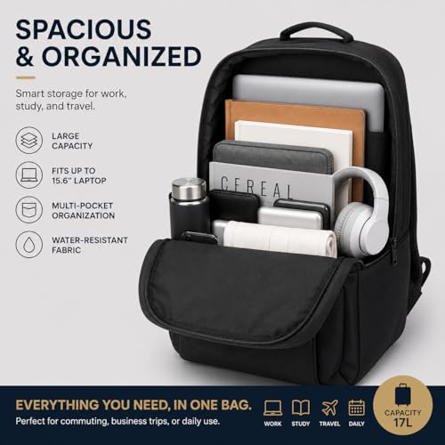 Laptop Backpack for Women & Men, 15.6" Laptop and Tablet Bag with Tumbler Holder – Lightweight, Durable Travel & Work Backpacks, Black - color: Backpack 02 Black