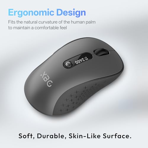 XBG B15Pro Tri-Mode Wireless Bluetooth Mouse with LED Display for Laptop | Bluetooth 5.0/4.0 & 2.4G, 2400 DPI, 500mAh Type-C Rechargeable, Ergonomic Silent Click, Multi-Device for PC Tablet Office - style: B15 Pro-Black
