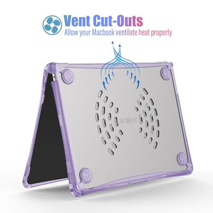 IBENZER Hexpact Protective MacBook Air 13 inch Case M5 2026 M4 2025 M3 M2 2024-2022 A3449 A3240 A3113 A2681, Heavy Duty Case & KeyboardCover & ScreenFilm, Lilac Purple, HPE-KK-LLPU+2 - color: Lilac Purple