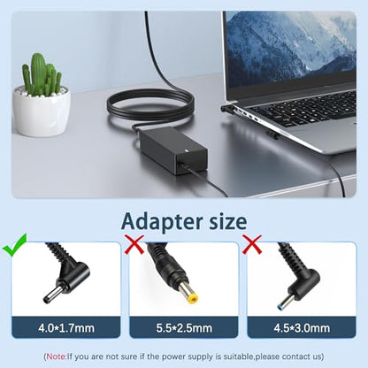 65W Laptop Charger Compatible with IdeaPad 3 1 5,s340 S145 330 320 310 110 110s 510 520 530s 710s s540 S730,Flex 5 6 4 1470 1480,V14 V15 V17,65W 45W Round Tip AC Adapter - size: 4.21*1.69*1.14in Round Tip