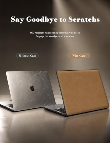 iCasso Compatible with Mac BookAir 13 case 2026 2025 2024 2023 2022 A3449 A3240 A3113 A2681, Leather Mac Book case & Keyboard Cover&Screen Film for MacBook air 13 inch M5 M4 M3 M2,Brown - color: Brown Leather