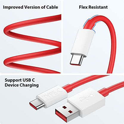 Car Charger for SuperVooc 100W 80W for OnePlus 13 15 13R 12R 12 11 | 65W Charger for OnePlus 10 Nord N30 N100 Open Pad 9 Pro 8 7T 6T 6 LED Display Dual USB Car Charge Adapter 3.3FT Fast Cable