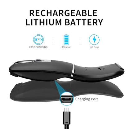 Bluetooth Arc Travel Mouse - BT & USB Wireless Dual Mode, Rechargeable | Slim Rotatable Portable, 3-Speed DPI, Silent Computer Mice for Microsoft Laptop PC MacBook Chromebook Tablet - Graphite Black - color: Graphite Black