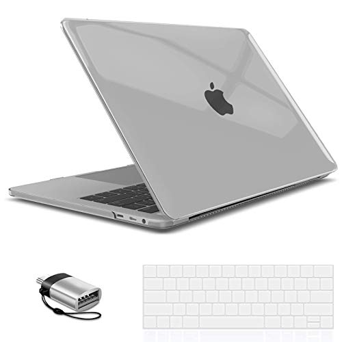 IBENZER Compatible with MacBook Pro 15 Inch Case 2019 2018 2017 2016 A1990 A1707, Hard Shell Case with Keyboard Cover & Type C Adapter for Mac Pro 15 Touch Bar, Crystal Clear, T15CYCL+1TC A - color: Crystal Clear, size: For Macbook Pro 15" with Touch Bar