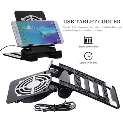 Abaodam Laptop Stand with Cooling Fan Cell Phone Stand with Cooler Stable Cooling Holder with Quiet Fan Computer Blower Cellphone Cooler Holder Game Machine Radiator USB Foldable