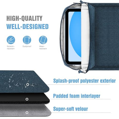 TiMOVO 9-11" Tablet Sleeve Bag Carrying Case with Strap, Indigo | Fits iPad A16 11", Pad Air 11/5th & 4th 10.9", 10th Gen/10.2", Galaxy Tab A11 Plus, Multi-Pocket, Handle, Padded Protection - color: Indigo, size: 9-11