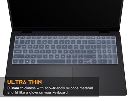 Keyboard Cover for 2026 2025 Dell 15 Laptop DC15250 DC15255 15.6", Inspiron 15 3510 3520 3511 3515 3525 3530 3535 5510 5515 5518 15.6 / Inspiron 16 5640 5645 Skin -Clear - color: Clear
