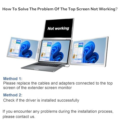 15.6" Laptop Screen Extender Monitor Portable, Quad Monitor, Just 1 Cable for 3 Screens, FHD 1080P IPS Laptop Extender Compatible with Wins/Mac for 13.6" ~ 17.3" Laptops