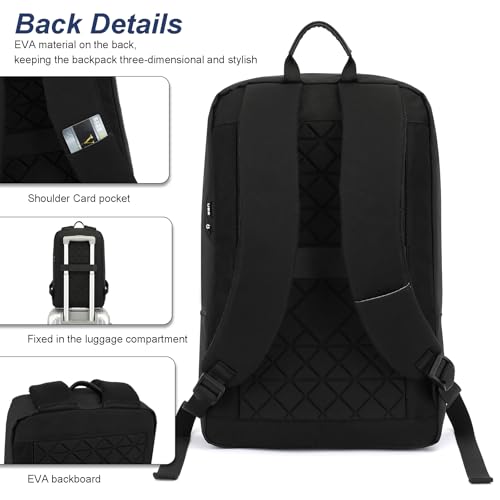 AUGUR Slim Laptop Backpack With 15.6 Inch Sleeve Professional Notebooks Bag Case Laptop Backpack Men Fit Travel/Business/Work - color: 17 Inch Black