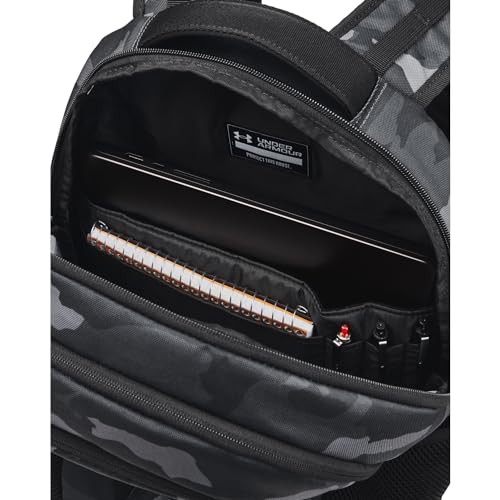 Under Armour Unisex-Adult Hustle 6.0 Backpack, (001) Black/Black/Metallic Gold, One Size Fits Most | (001) - color: (001) Black / Black / Metallic Gold, size: One Size