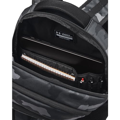 Under Armour Unisex-Adult Hustle 6.0 Backpack, (001) Black/Black/Metallic Gold, One Size Fits Most | (001) - color: (001) Black / Black / Metallic Gold, size: One Size