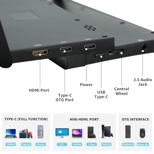 Portable Touchscreen Monitor, 14 Inch, 1080P IPS Display, Zero Frame, USB-C and HDMI, for Laptop, PC, Mac, PS, Xbox, Nintendo Switch - size: 14.0 Inch(Touchscreen)