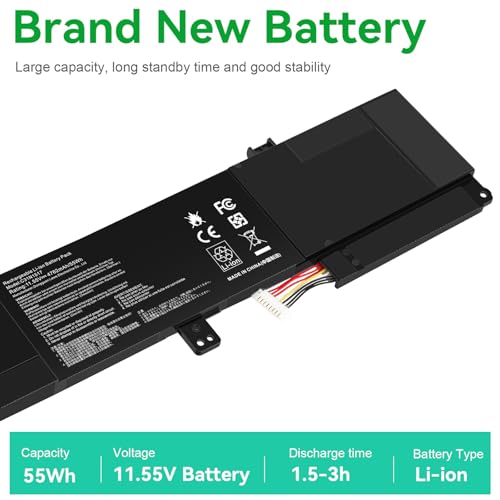 ASUNCELL C31N1517 Laptop Battery Compatible with ASUS VivoBook Flip Q304 Q304U Q304UA Q304UAK Q304UJ Q303UA Q304UAKP TP301 TP301U TP301UA TP301UJ 0B200-01840000 0B200-01840100 11.55V 55Wh - size: C31N1517 12.60 × 5.28 × 1.06 in