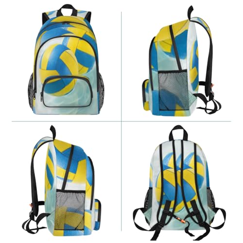 Ocean Beach Volleyball Large Backpack for Women and Men Waterproof Travel Laptop Backpack Lightweight Business Work Daypack Fits 17 Inch Computer - color: Multicolor 8