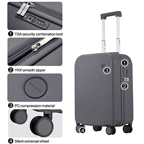 mixi Carry on Luggage, 20'' Suitcase Spinner Wheels Luggage Hardshell Lightweight Rolling Suitcases PC with Cover & TSA Lock for Business Travel, Rock Gray - color: Rock Gray, size: 20in Carry on
