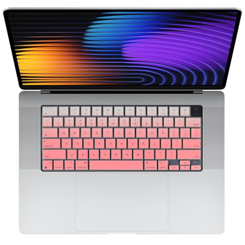 Allinside MacBook Keyboard Cover for Pro 14"/16" (M2/M3/M4, 2021–2025) & Air 13"/15" (M1/M2/M3/M4 Pro/Max, 2022–2025), Laptop Keyboard Protector Skin, US ANSI Layout, Ombre Pink - color: Ombre Pink, size: 2021-2025 MacBook Air/Pro 13 14 15 16