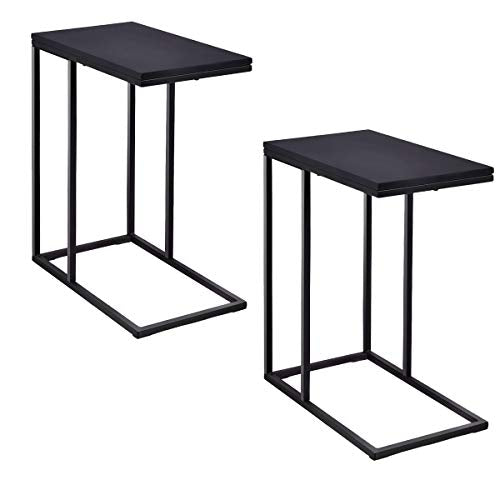 Tangkula Sofa Side End Table C Table Laptop Holder End Stand Desk Coffee Tray Side Table Notebook Tablet Beside Bed Sofa Portable Workstation (Black) - color: Black
