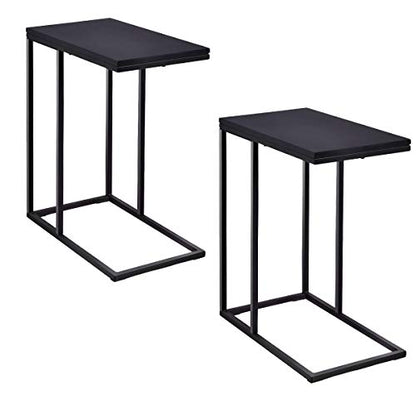 Tangkula Sofa Side End Table C Table Laptop Holder End Stand Desk Coffee Tray Side Table Notebook Tablet Beside Bed Sofa Portable Workstation (Black) - color: Black