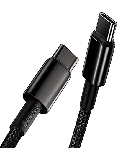 Baseus USB C Cable, 100W PD 5A QC 4.0 Fast Charging USBC to USBC Cable, Zinc Alloy Nylon Braided Type C Charger Cord for iPhone 16 15 Pro Plus Pro Max, MacBook, iPad Pro/Mini, Samsung S23/S22+ - size: 3.3FT