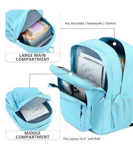 abshoo Classical Basic Womens Travel Backpack For College Men Water Resistant Bookbag (Light Blue) - color: Light Blue, size: 16.5 Inc