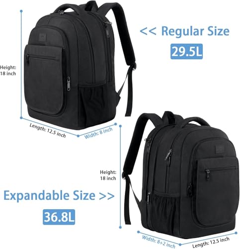 MATEIN College Large Travel Backpack, TSA Expandable Laptop Backpack | 43L College Computer Bag, Fit 17.3 Inch Laptop, Water Resistant Design, Lightweight Carry on, Sturdy, Spacious, Black - color: Deep Black, size: 17 inch