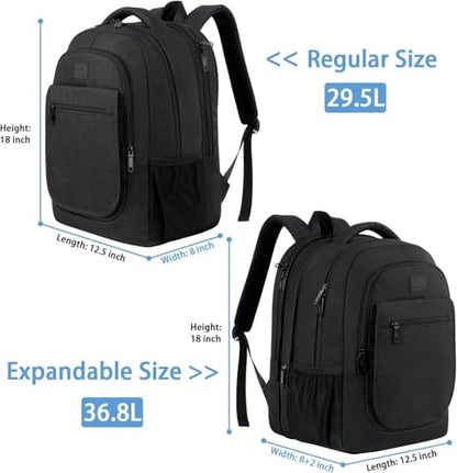 MATEIN College Large Travel Backpack, TSA Expandable Laptop Backpack | 43L College Computer Bag, Fit 17.3 Inch Laptop, Water Resistant Design, Lightweight Carry on, Sturdy, Spacious, Black - color: Deep Black, size: 17 inch
