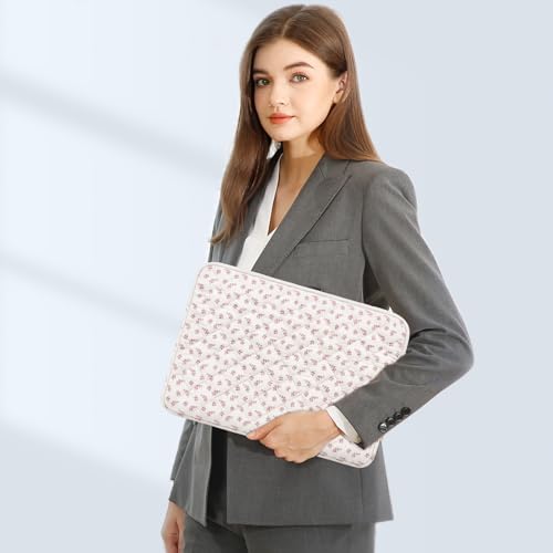 MOSISO Laptop Case 13.3 inch, 13-13.3 inch Puffy Laptop Sleeve Bag Compatible with MacBook Neo/Air 13.6/Pro 13/Pro 14, HP Dell ASUS Lenovo, Elegant Little Blossom Square Quilted Bag&Small Case, Pink - color: Pink, size: 13.3 inch