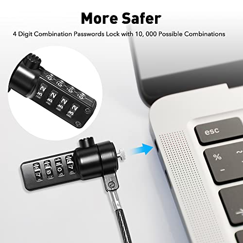 AboveTEK iPad Lock Security Cable w/Adhesive Plates, 6Ft Keyless 4 Digit Combination Tablet Lock Kit, Anti-Theft Hardware Locking Cable for iPhone Cell Phone MacBook Laptop in Showroom Retail Store
