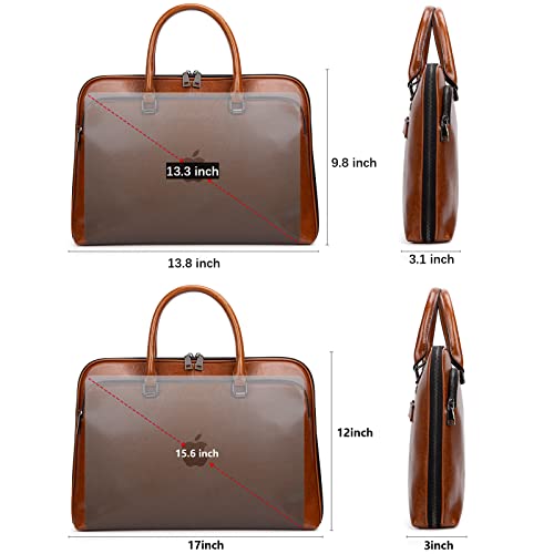 Blofinche Laptop Messenger shoulder bag: Genuine Leather work Briefcase 13.3 15.6 inch designer Satchel handbag - color: Brown, size: 13.3 inch