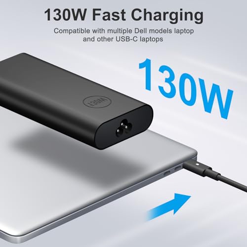 Charger Compatible with Dell Laptop Computer 130W 90W 65W 45W USB C Fast Power Adapter