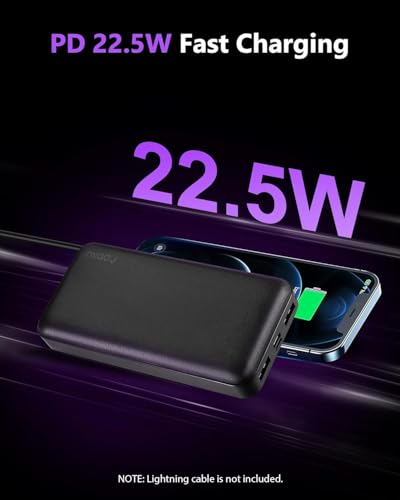 Miady 2-Pack Portable Charger 22.5W Power Bank 20000mAh Travel Battery Pack | Fast Charging丨Dual USB丨3 Outputs 2 Inputs丨High Capacity丨Compatible with iPhone 17 Android etc丨74Wh丨for Camping丨Black+White
