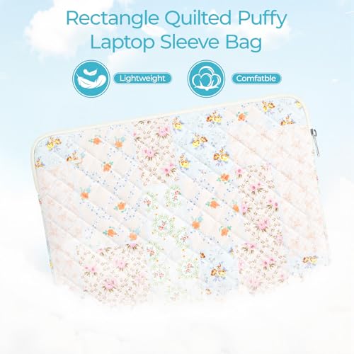 13-14 inch Cotton Quilted Laptop Sleeve for Women, Aesthetic Puffy Laptop Case Carrying Bag Compatible with MacBook Air/Pro 13/Pro 14, Soft Computer Liner Bag (Coloful Pin, 13.3 inch) - color: Coloful Pin, size: 13.3 inch