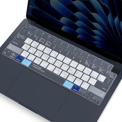 Keyboard Cover Compatible with MacBook Air 13.6 M2 M3 M4 M5 A2681 A3113 A3240 A3449 2022 2023 2024 2025 2026, MacBook Air 13.6" M2 M3 M4 M5 Chip Mac OS X Shortcut Hotkey Keyboard Skin Protector - Blue - size: MacBook Air 13" A2681 (2022+)