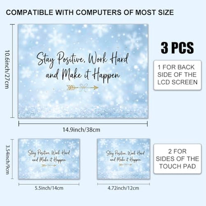 Laptop Skin Sticker Decal for Work School Snowflowers Sticker for Notebook PC Work Hard 3Pcs Laptop Cover Decals Fit Computers for 12.1 13 13.3 13.6 14 15 15.3 16 Inch Encouraging Words - style: Copywriting and arrows