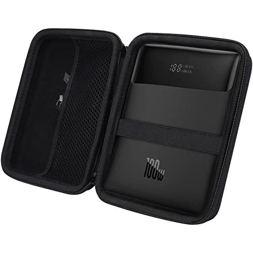 khanka Hard Case for Baseus 100W USB C Laptop Charger 20000mAh Power Bank | EVA Hard Shell, Accessory Storage Pocket, Travel-Ready Portable Storage, Impact Resistant Protection, Protective Case Only