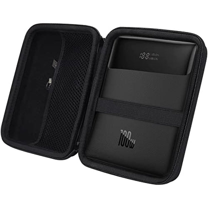 khanka Hard Case for Baseus 100W USB C Laptop Charger 20000mAh Power Bank | EVA Hard Shell, Accessory Storage Pocket, Travel-Ready Portable Storage, Impact Resistant Protection, Protective Case Only
