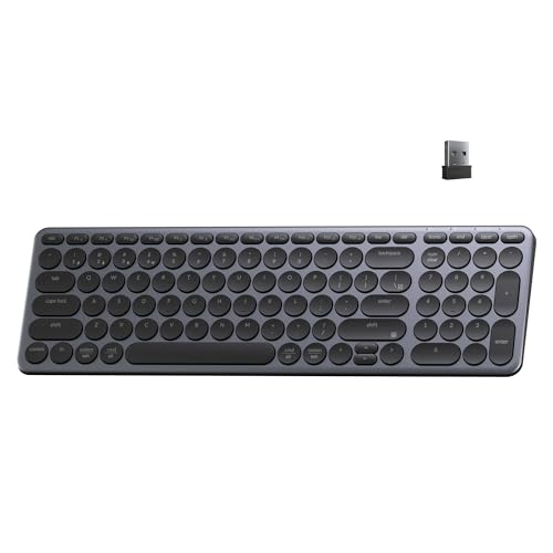 Keychron B4 Pro Ultra-Slim 96% Wireless Keyboard, Bluetooth/2.4 GHz/Wired Connection Keyboard with Numpad, Launcher, Up to 300 Hours Battery Compatible with Mac Windows Linux - Space Gray - color: Space Gray