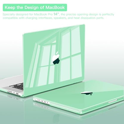 CISSOOK Compatible with MacBook Pro 14 inch Case 2021-2026, Hard Shell Case Keyboard Cover Screen Protector for MacBook Pro 14 M1 M2 M3 M4 M5 Chip, Clear Green - color: Clear Green