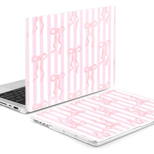 MEEgoodo Compatible with MacBook Pro 14 inch Case (M5/M4/M3/M2/M1) Pro/Max 2026 2025 2024 2023 2021, Case Fit Model A3427/A3426/A3434/A3112/A3401/A3185/A2918/A2992/A2779/A2442, Pink Bows&Stripes - color: Pink Bows&Stripes