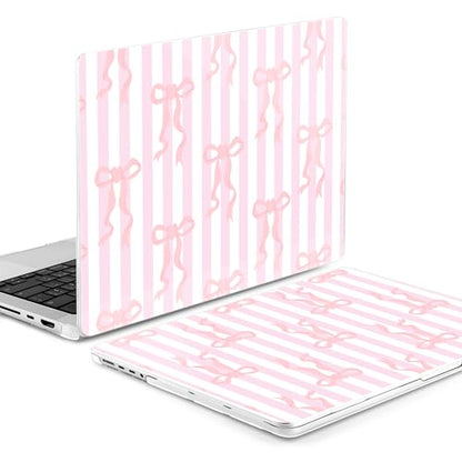 MEEgoodo Compatible with MacBook Pro 14 inch Case (M5/M4/M3/M2/M1) Pro/Max 2026 2025 2024 2023 2021, Case Fit Model A3427/A3426/A3434/A3112/A3401/A3185/A2918/A2992/A2779/A2442, Pink Bows&Stripes - color: Pink Bows&Stripes