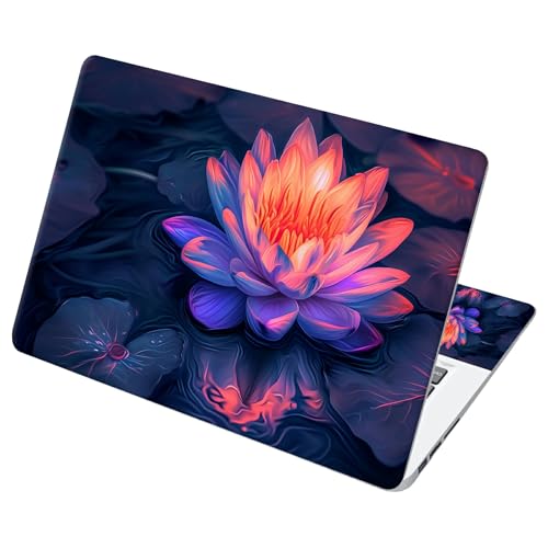 Universal Laptop Skin Sticker with 2 Wrist Pad Decals, 3-Piece Removable Vinyl Laptop Cover, Art Watercolor Lotus Waterproof Anti-Scratch, Easy-Trim Fit for 13.3" 14" 15.6" Laptops - color: Art Watercolor Lotus
