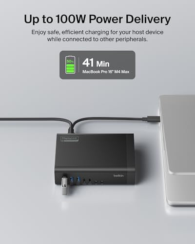 Belkin Connect 16-in-1 Docking Station 100W, Triple Display USB C Dock w/ 4K@60Hz Support, DisplayLink Technology - USB C Dock w/ 10Gbps Data Transfer, 2.5Gb Ethernet Port - Laptop Expansion Hub - style: 16-in-1, Triple Display, 100W