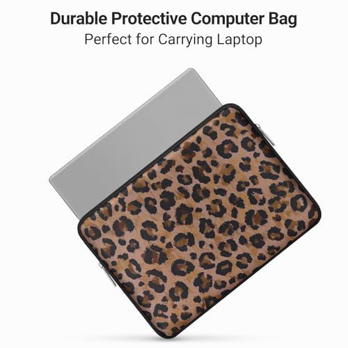 MOSISO Laptop Case 13.3 inch,13-13.3 inch Laptop Sleeve Bag with Small Case | Compatible with MacBook Air/Pro 13/Pro 14 M5 M4 M3 M2 M1, HP Dell ASUS Lenovo, Wild Leopard Neoprene Computer Bag, Brown