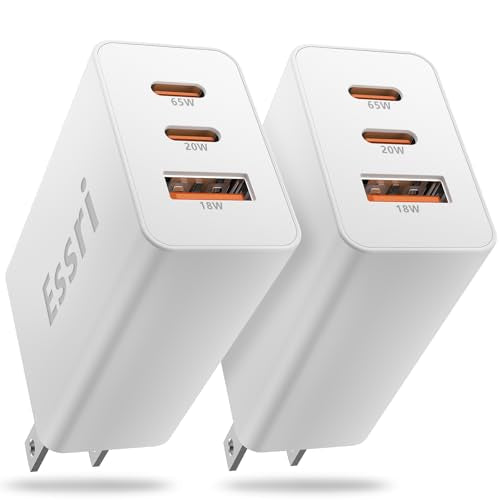 2-Pack 65W USB C Charger Block, 3-Port PD 3.0 Fast Charging Wall Plug | Power Adapter with 65W Type C Ports for iPhone 17/16/15/14/13 Pro Max,for iPad Pro/Air/Mini,Galaxy S26 / S25 and More-White - color: White