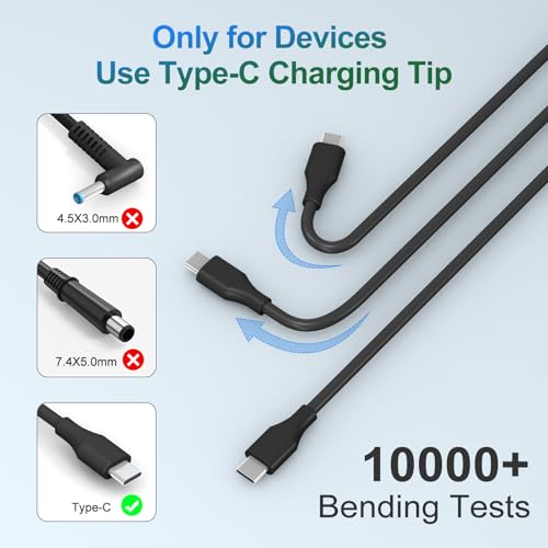 45W USB-C Laptop Charger Compatible with HP Chromebook X360 11 14 14-ca051wm 14-ca052wm 14-ca091wm 14-ca0061dx Type C Power Supply Adapter