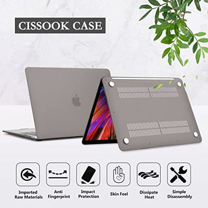 CISSOOK Compatible with MacBook Pro 13 Inch Case Gray 2025-2016 Release | 4in1 Set Plastic Hard Shell Case with Keyboard Cover for Pro 13" A2338 M2 M1 A2251 A2289 A1706, Matte Gray - color: Matte Gray