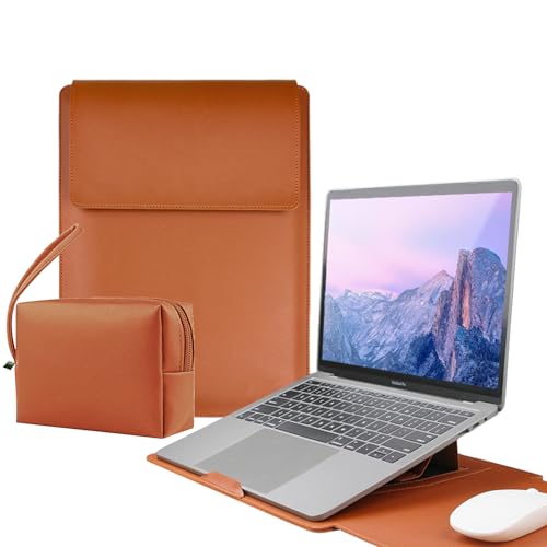 13 Inch Laptop Sleeve for Mac NEO, Precision-Fit Leather Case with Stand and Mouse Pad, Slim Protective Computer Sleeve with Accessory Pouch, Soft Lining,Brown - color: Brwon, size: 13 Inch