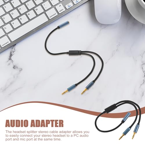 SEWACC One Headphone Mic Audio Y Splitter Cable Adapter for Laptop Lossless Sound Transmission Lightweight Compact Earphone Splitter for Headsets and Microphones