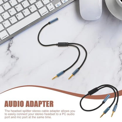 SEWACC One Headphone Mic Audio Y Splitter Cable Adapter for Laptop Lossless Sound Transmission Lightweight Compact Earphone Splitter for Headsets and Microphones