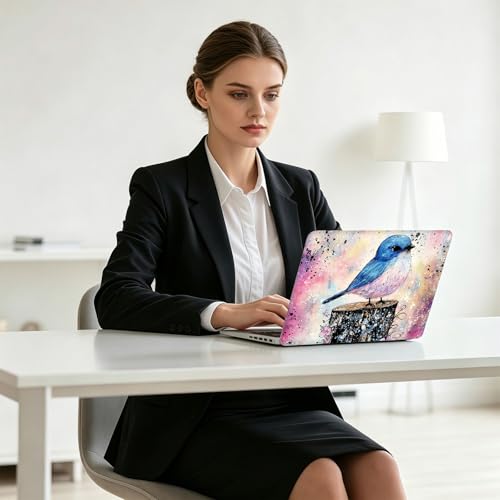Universal Laptop Skin Decal, 3-Piece Vinyl Protector for 12 13 14 15.6" Notebook, Waterproof Anti-Scratch, Easy Trim & Bubble-Free Finish, Blue Birds sit on Flowery Piers - color: Blue Birds sit on Flowery Piers